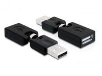 Delock Rotation adapter - USB-adapter - USB (hann) til USB (hunn) - USB 2.0 - 6.5 cm - svart