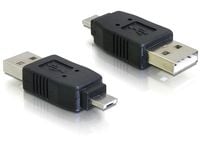 DeLOCK Adapter USB micro-A male to USB2.0 A-male, USB micro-A, USB 2.0 A, Musta