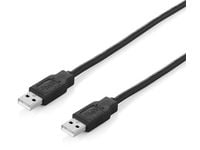 Equip 128871, 3 m, USB A, USB A, USB 2.0, Hankjønn/hankjønn, Sort