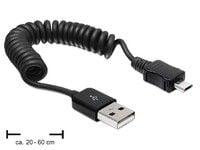 Delock - USB-kabel - USB (hann) til Micro-USB type B (hann) - 60 cm - rullet sammen - svart