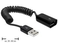 Delock - USB-forlengelseskabel - USB (hann) til USB (hunn) - 60 cm - rullet sammen - svart