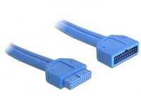 Delock USB 3.0 Pin Header - USB-forlengelseskabel - 19-pins USB 3.0-plugg (hann) til 19-pins USB 3.0-plugg (hunn) - USB 3.0 - 45 cm - blå