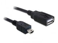 Delock - USB-kabel - USB (hunn) til mini-USB type B (hann) - USB 2.0 - 50 cm - svart