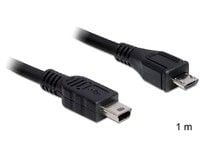Delock - USB-kabel - mini-USB Type B (hann) til Micro-USB type B (hann) - USB 2.0 - 1 m - svart