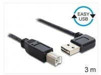 Delock EASY-USB - USB-kaapeli - USB Type B (han) til USB (han) - 3 m - 90° stikforbindelse - lajittelu