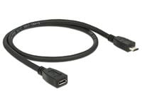 DeLOCK - USB forlængerkabel - Micro-USB Type B (hun) til Micro-USB Type B (han) - USB 2.0 - 50 cm