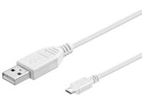 Microconnect USBABMICRO1W, 1 m, USB A, Micro-USB B, USB 2.0, Valkoinen