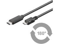 MicroConnect - USB-kabel - 24 pin USB-C (hann) til Micro-USB type B (hann) - 1 m - svart