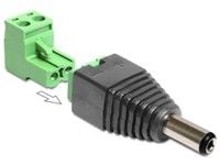 DeLOCK 65422, DC 2.1 x 5.5 mm, 2p, Musta, Vihreä