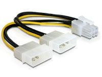 Delock - Strømkabel - 6 pin PCIe-strøm (hun) til 4-PIN intern strøm (han) - 15 cm