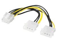 MicroConnect - Virtalähdesovitin - 4-PIN sisäinen virta (uros) 8-pinniseen PCIe-virtalähteeseen (naaras)