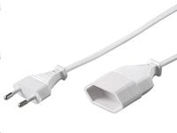 MicroConnect - Förlängningskabel för ström - Eurokontakt (hane) till Eurokontakt (hona) - 3 m - vit