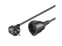 MicroConnect - Jatkojohto sähköverkkoa varten - CEE 7/7 (naaras) - CEE 7/7 (uros) - AC 250 V - 10 m - 90° liitin - musta - musta
