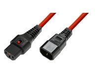 MicroConnect - Strømkabel - IEC 60320 C14 til IEC 60320 C13 - 230 V - 10 A - 3 m - rød
