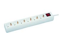 MicroConnect - Effektband - ingång: ström - utgångskontakter: 6 - 3 m sladd - vit