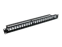 MicroConnect - Koblingspanel - svart - 1U - 19" - 24 porter