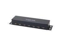 LogiLink USB 2.0 Hub 7-Port Metal - Hub - 7 x USB 2.0 - stasjonær, veggmonterbar
