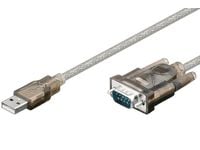 Microconnect USBADB, Harmaa, 1,8 m, USB A-tyyppi, DB-9, Uros, Uros