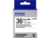 Epson LabelWorks LK-7WBN - Svart på hvitt - Rull (3,6 cm x 9 m) 1 kassett(er) merketape - for LabelWorks LW-1000P, LW-900P, LW-Z5000BE, LW-Z5010BE,...