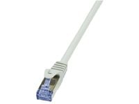 LogiLink PrimeLine - Koblingskabel - RJ-45 (hann) til RJ-45 (hann) - SFTP, PiMF - CAT 6a - halogenfri, formstøpt, uten hindringer - grå