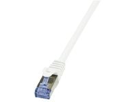 LogiLink PrimeLine - Koblingskabel - RJ-45 (hann) til RJ-45 (hann) - SFTP, PiMF - CAT 6a - med støvel, halogenfri, uten hindringer - hvit
