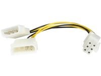 StarTech.com 6in LP4 to 6 Pin PCI Express Video Card Power Cable Adapter - Virtasovitin - 4-pinninen sisäinen virta (M) 6-pinniseen PCIe-virtaan (M...