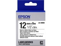 Epson LabelWorks LK-4WBW - Sterkt selvklebende - svart på hvitt - Rull (1,2 cm x 9 m) 1 kassett(er) etikettbånd - for LabelWorks LW-1000, 300, 400,...