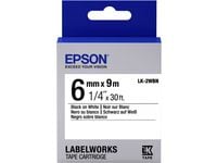 Epson LabelWorks LK-2WBN - Svart på hvitt - Rull (0,6 cm x 9 m) 1 kassett(er) merketape - for LabelWorks LW-1000, 300, 400, 600, 700, 900, K400, Z5...