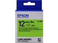 Epson tarrakasetti huomioväri - LK-4GBF huomioväri musta/vihr. 12/9, Musta vihreällä, Japani, LabelWorks LW-1000P LabelWorks LW-300 LabelWorks LW-4...