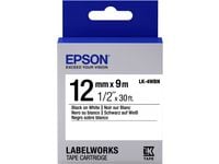 Epson LabelWorks LK-4WBN - Svart på hvitt - Rull (1,2 cm x 9 m) 1 kassett(er) merketape - for LabelWorks LW-1000, 300, 400, 600, 700, 900, K400, Z7...