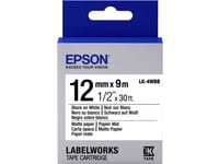 Epson LabelWorks LK-4WBB - Svart på matthvitt - Rull (1,2 cm x 9 m) 1 kassett(er) merketape - for LabelWorks LW-1000, 300, 400, 600, 700, 900, K400...