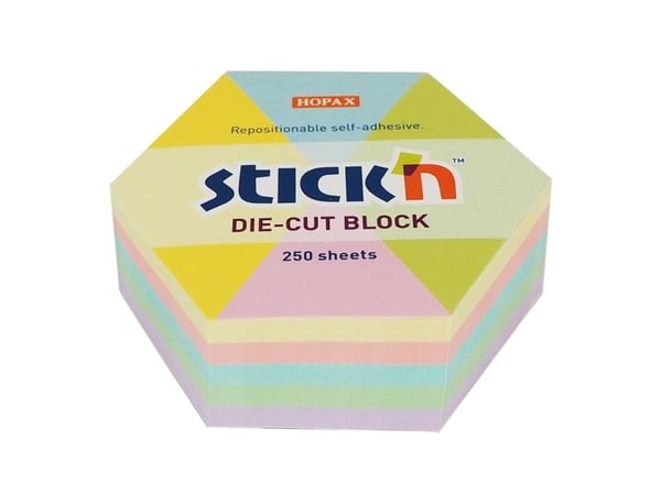 Nuottihylly 67x67 250 arkkia kuusikulmainen lajiteltu pastelliväri