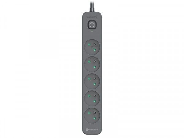 Tracer Power Strip TRACER Power Line+ 5,0 m grafiitti (5 pistorasiaa) ylijännitesuojakaista