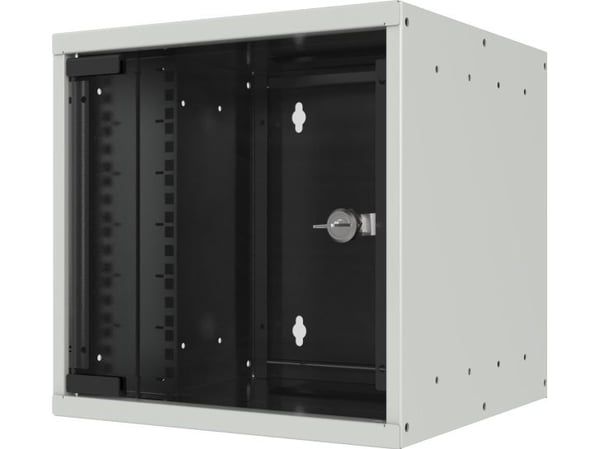 EFB Elektronik WGB-1006GR.30, Veggmonterbar hylle, 6U, 30 kg, Nøkkellås, Rack skinner, Forbedret kabelføring
