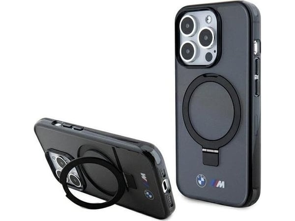 BMW BMHMP15LURSK MagSafe iPhone 15 Pro 6,1" hardcase svart med ringstativ (M Collection)