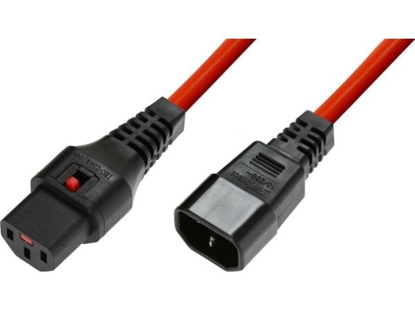 Microconnect MC-C13C14LOCK-1M, 1 m, C13-liitin, C14-liitin, H05VV-F3G, 230 V, 10 A