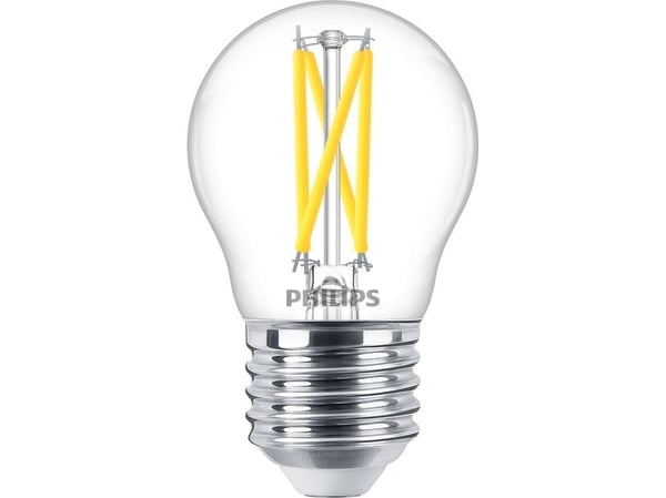 Philips - LED-filamentlyspære - form: P45 - klar finish - E27 - 1.8 W (ekvivalent 25 W) - klasse D - varmt hvitt lys - 2200-2700 K