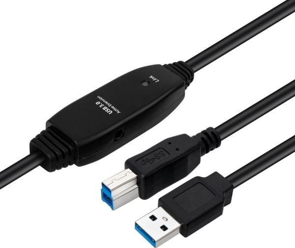 MicroConnect - USB-kabel - USB-type A (hann) til USB Type B (hann) - USB 3.2 Gen 1 - 10 m - aktiv - svart