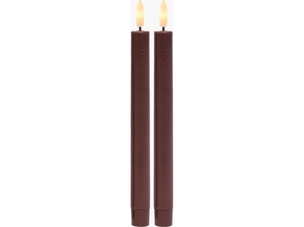 Sirius Sille oppladbart kronelys 2-pk Ø2 x 25 cm, bordeaux