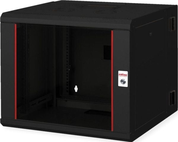 ROLINE 26.21.0181, Veggmonterbar hylle, 9U, 50 kg, Nøkkellås, Rack skinner, 28 kg