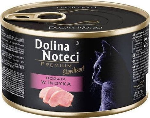 Våt kattemat etter sterilisering rik på kalkun Dolina Noteci Premium 185 g