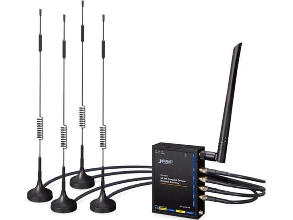 PLANET Industrial 5G NR Compact Cellular Wireless Gateway - Gateway, Sort, Metall, DIN-skinne/veggmontering, Nettverk, Kraft indikator, System, IP3...