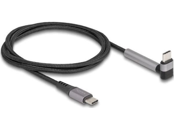 Delock USB 2.0-kabel USB Type-C hann til hann vinklet med stativfunksjon PD 3.0 60 W 1,5 m