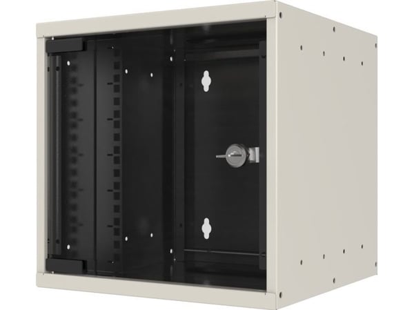 EFB Elektronik WGB-1009WS.30, Veggmonterbar hylle, 9U, 30 kg, Nøkkellås, Rack skinner, Forbedret kabelføring