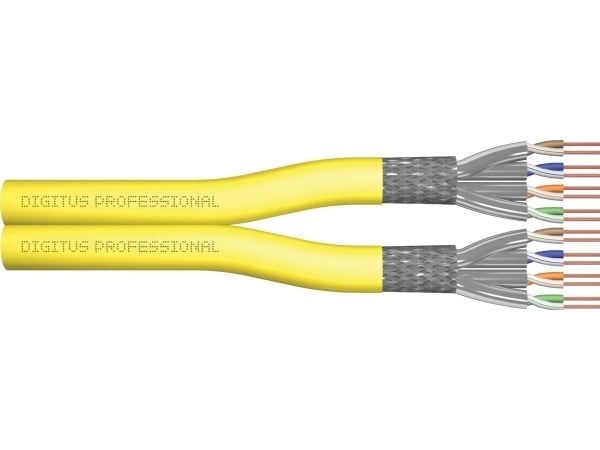 DIGITUS - Samlet kabel - 500 m - 7.5 mm - S/FTP - dupleks - CAT 7a - halogenfri, solid - gul, RAL 1028