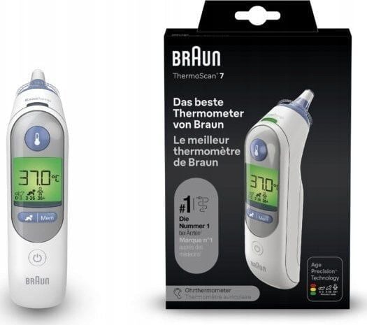 Braun IRT6525, Kontakttermometer, Hvit, Øre, Knapper, °C, Kroppstemperatur