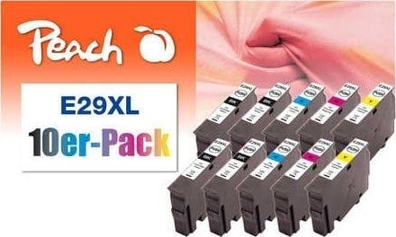 Peach Combi-Pack E29XL - 10-pack - svart, gul, cyan, magenta - kompatibel - gjenfabrikert - blekkpatron (alternativ for: Epson 29XL) - for Epson Ex...