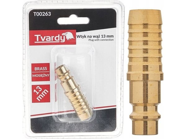Tvardy mässingskoppling för slang 13 mm typ hane