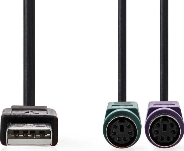 Nedis CCGB60830BK03, 0,3 m, USB A, 5-p DIN, Hankjønn, Hunkjønn, Sort