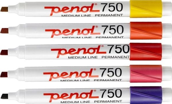 Marker Penol 750 ass. farver 2-5mm skrå spids - (10 stk.)